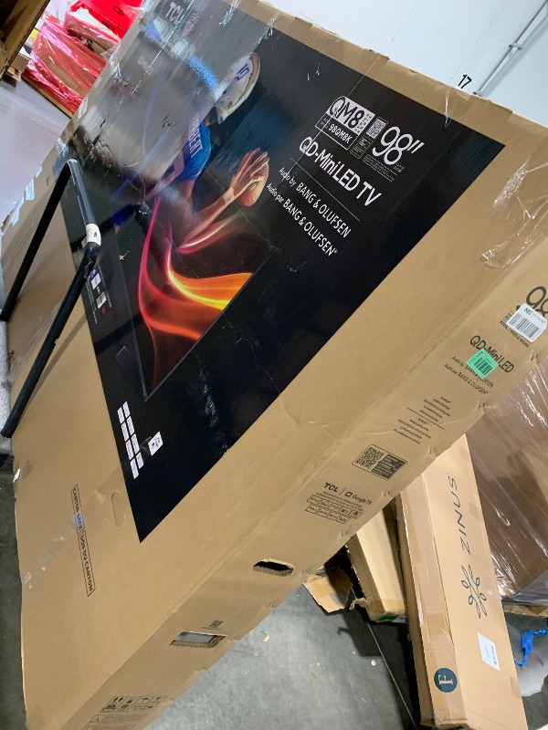 Photo 1 of ***IT WAS NOT TESTED AND DOES NOT HAVE A CONNECTION CABLE***TCL 98 Inch Class QM8K Series | Mini LED QLED 4K HDR | 98QM8K, 2025 Model | 120HZ-144HZ Anti Reflective Wide Angle Screen Smart Google TV Dolby Atmos | Voice Remote Alexa Gaming Streaming Televis