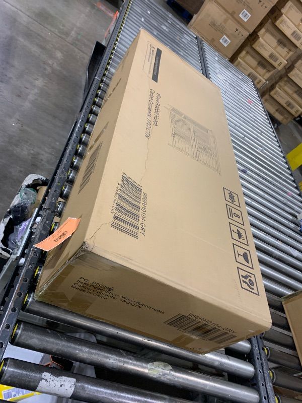 Photo 1 of Hanover Outdoor Wooden 2-Story Rabbit Hutch with 2 Ramps, Wire Mesh Run and Removable Tray 4 Ft. W x 1.6 Ft. D x 3.4 Ft. H

