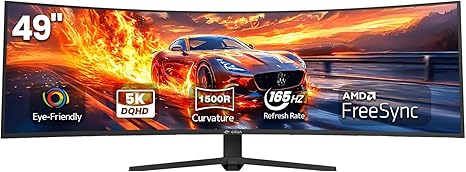 Photo 1 of CRUA 49" Curved Gaming Monitor | DQHD(5120 * 1440), 144Hz/165Hz, 1500R, 32:9, AMD FreeSync, 120% sRGB, Height Adjustable Ultra-Wide Screen Monitors, HDMI 2.1 & DP 1.4, Wall Mount Install- Black
