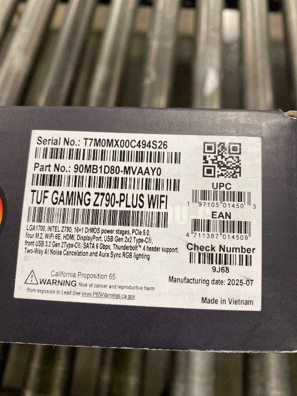 Photo 1 of ASUS TUF Gaming Z790-Plus WiFi LGA 1700(Intel 14th,12th &13th Gen) ATX Gaming Motherboard(PCIe 5.0,DDR5,4xM.2 Slots,16+1 DrMOS,WiFi 6,2.5Gb LAN,Front USB 3.2 Gen 2 Type-C,Thunderbolt 4(USB4),Aura RGB)
