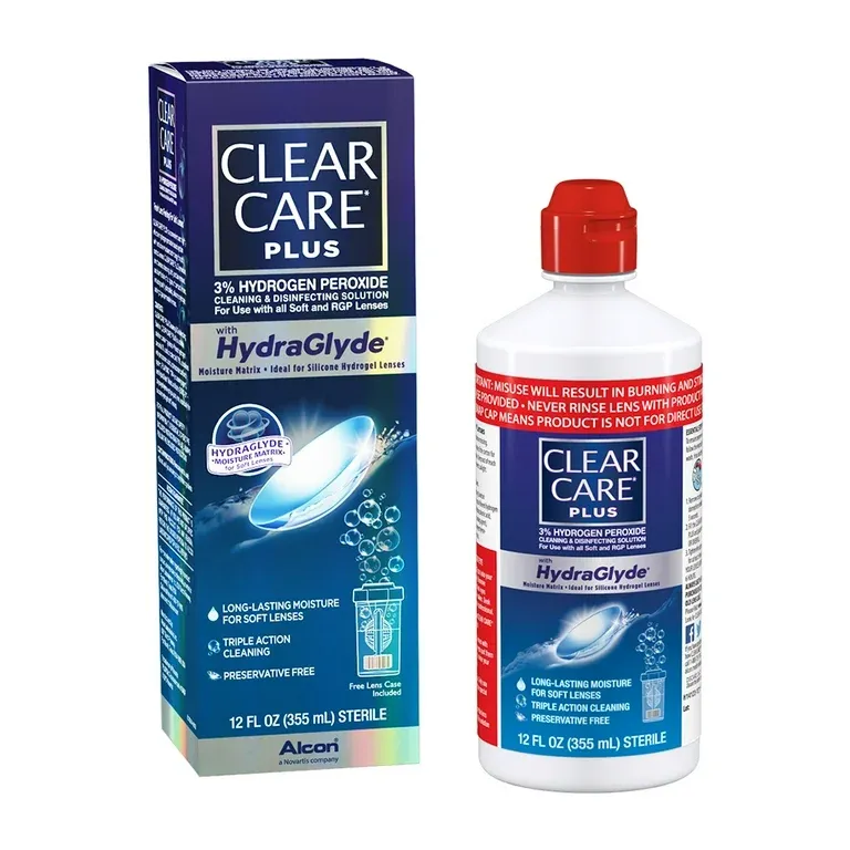 Photo 1 of  Clear Care Plus Cleaning and Disinfecting Contact Lens Liquid Solution for Daily Use, 12 oz