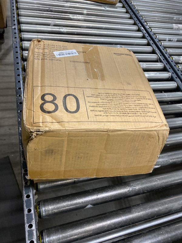 Photo 1 of Amazon Basics Cat Pee Pads, Odor Control, Super Absorbent, Disposable, Universal Fit for Litter Box, Fresh Scent, Multi Cat, White/Purple, 80 Count