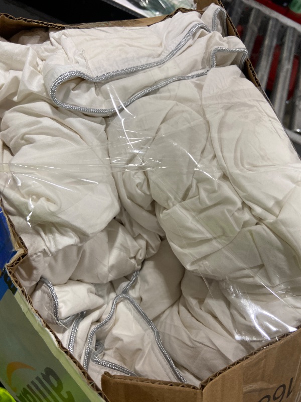 Photo 1 of Yalamila Oversized King Goose Feather Down Fiber Comforter, 100% Cotton Cover Ultra Soft Fluffy Duvet Insert, All Season Luxurious Hotel Bedding Comforter with 8 Loops, White 116"x98"