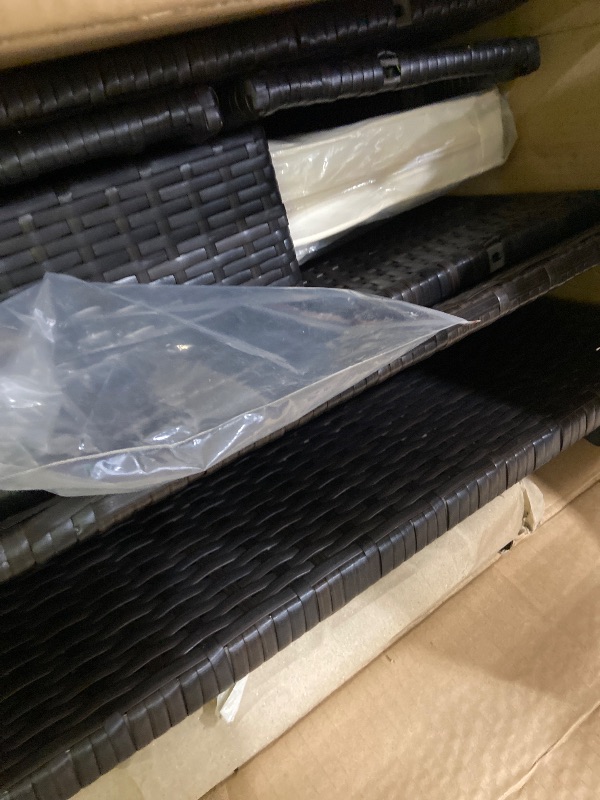 Photo 1 of Wisteria Lane 4 Piece Patio Furniture Set, Wicker Outdoor Patio Conversation Furniture Set, All Weather Outdoor Patio Sofa with Cushion and Glass Table, Brown
