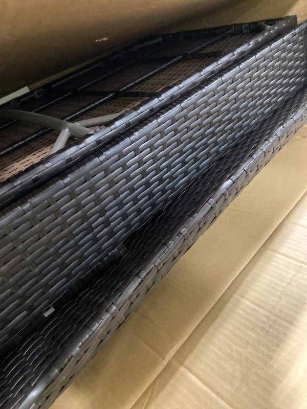 Photo 1 of Wisteria Lane 4 Piece Patio Furniture Set, Wicker Outdoor Patio Conversation Furniture Set, All Weather Outdoor Patio Sofa with Cushion and Glass Table, Brown
