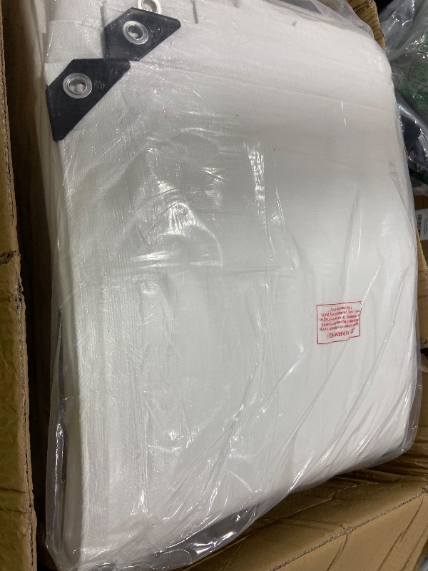 Photo 1 of Tarp 50x50 ft Heavy Duty 12mil 100% Waterproof High Durability Multipurpose,Uv Resistant,White Tarp Suitable for Swimming Pools, Boats, Camping, Courtyards, Etc -by MVPNET