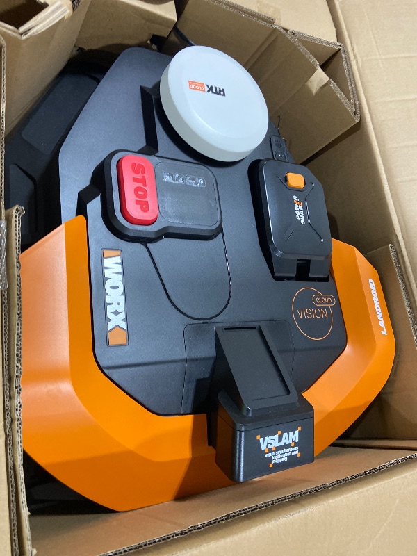 Photo 1 of WORX Landroid Vision Cloud Robot Lawn Mower, No Perimeter Wire Robot Mower for 1/2 Acre, AI Obstacle Avoidance + RTK Cloud Navigation, 30% Slope, Auto Mapping, App Control, WR320