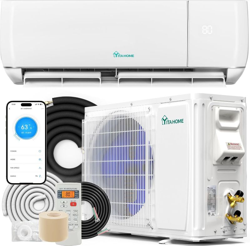 Photo 1 of YITAHOME 12000 BTU Mini Split Air Conditioner Heat Pump System, Wifi Enabled 20 SEER2 115V Inverter Ductless AC Cool Up to 750 Sq. Ft, Compatible with Alexa, Complete Installation Kit, White (NO HOME UNIT)
