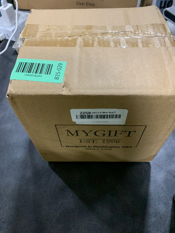 Photo 1 of MyGift Wine Barrel Design Kitchen Utensil Crock, Vintage Rustic Burnt Wood Cooking Tool Holder