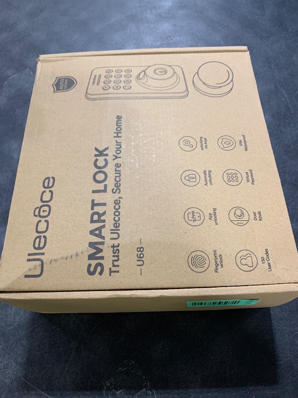 Photo 1 of Ulecoce Fingerprint Keypad Deadbolt with Handle Set, Keyless Entry Door Lock, Door Locks for Front Door Lock Set, App Control, Auto Locking, Easy to Install, Matte Black