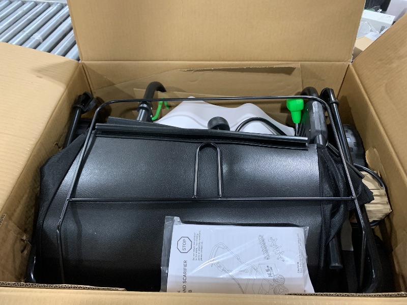 Photo 1 of TIECTOWN 2026 Upgrade 16-Inch 15.5 Amp 2-in-1 Electric Dethatcher and Scarifier with 14.5-Gallon Collection Bag, Lawn Dethatcher with 5-Position Depth Adjustment, Keeps Lawn Healthy - Green