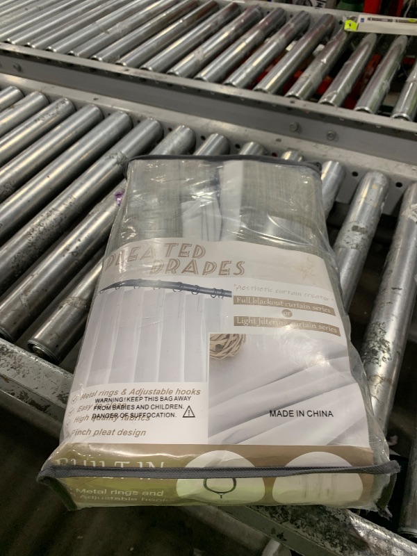 Photo 1 of Lichen Grey Pinch Pleated 102 Inch Long Curtains 2 Panels Set for Dining Room, Farmhouse Full Black Out Thick Linen Two Layer Viral Curtain Thermal Energy Efficient Greenish Gray Window Drape 8-1/2 FT