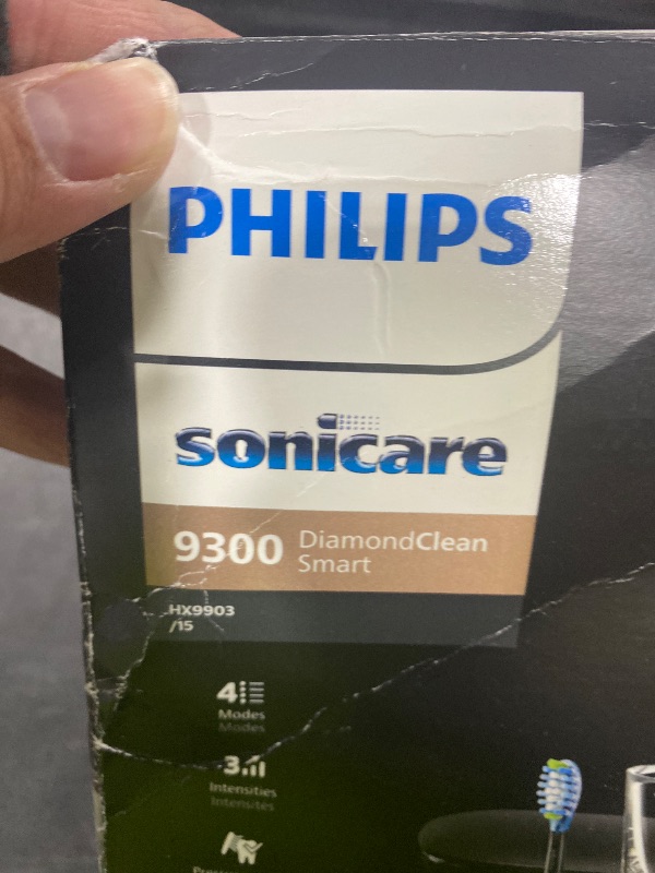 Photo 1 of Philips Sonicare DiamondClean Smart 9300 Electric Toothbrush, Sonic Toothbrush with App, Pressure Sensor, Brush Head Detection, 4 Brushing Modes and 3 Intensity Levels, Black, Model HX9903/15