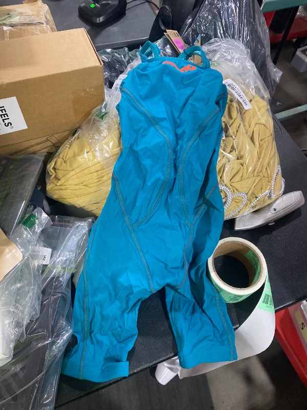 Photo 1 of ARENA Powerskin Impulso Open Back Junior Girls’ Competition Racing Swimsuit Jade Aura Full Body Short Leg Kneeskin One Piece Athletic Tech Swim Suit, Biscay Bay Green/Cherry Red, US Size 24