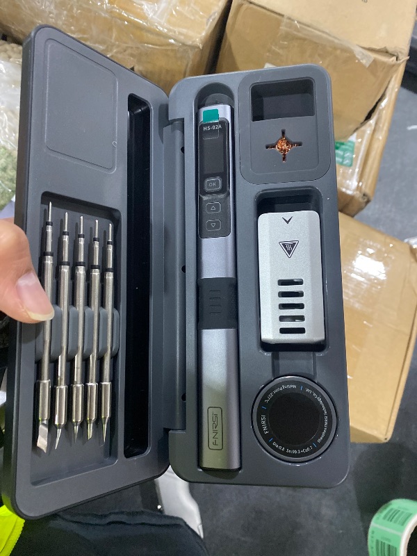 Photo 1 of FNIRSI HS-02A 100W Portable Corded Soldering Iron Kit with Storage Case, 3S Fast Heating, 212-842?, Pre-set 3 Groups Temperature, 6 F245 Soldering Tips, Smart Soldering Iron Pen for Electronics Repair