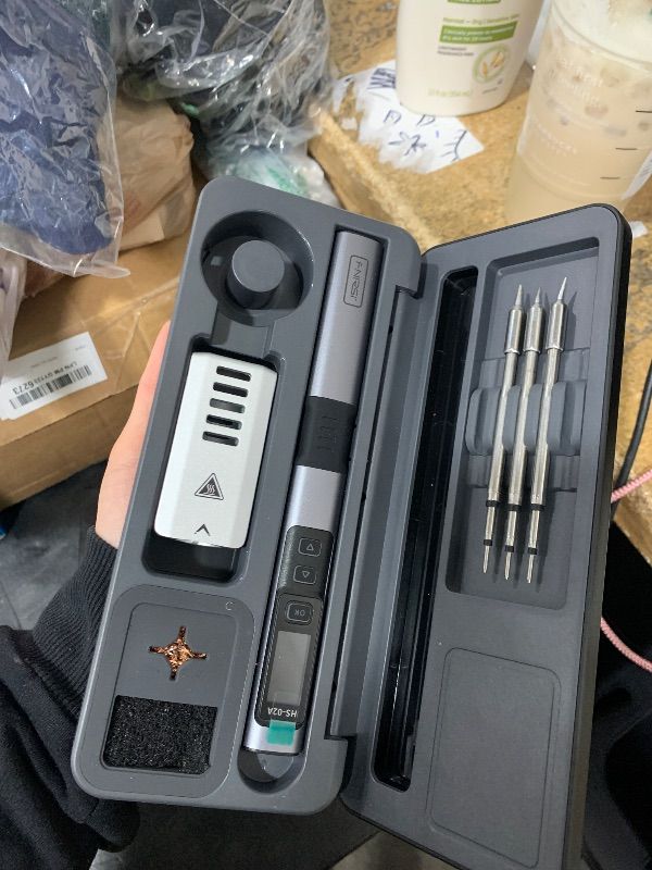 Photo 1 of FNIRSI HS-02A 100W Portable Corded Soldering Iron Kit with Storage Case, 3S Fast Heating, 212-842?, Pre-set 3 Groups Temperature, 6 F245 Soldering Tips, Smart Soldering Iron Pen for Electronics Repair