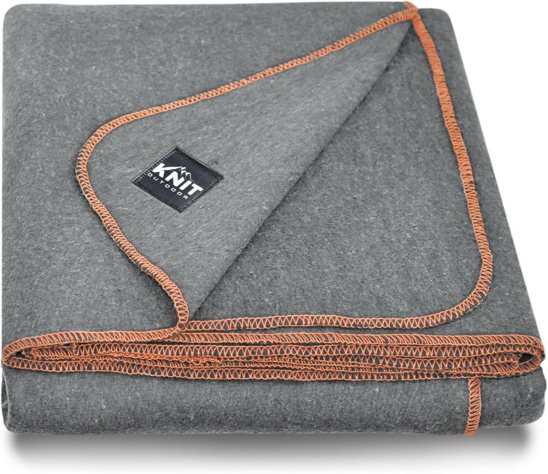 Photo 1 of  Wool Blanket - Warm & Thick Emergency Survival Blanket Great for Camping, Outdoors, Sports Events, Picnics, 4.5 lbs, 64" x 88" (Gray)
Brand: Knit Outdoor