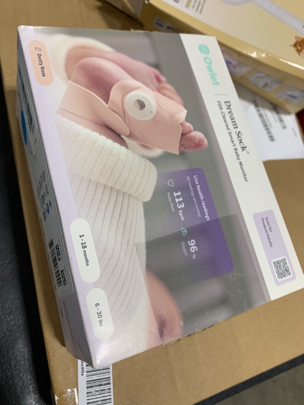 Photo 1 of Owlet Dream Sock® - FDA-Cleared Smart Baby Monitor - Track Live Pulse (Heart) Rate, Oxygen in Infants - Receive Notifications - Dusty rose