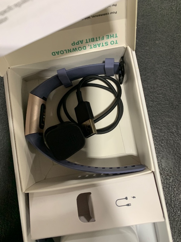 Photo 1 of Fitbit Charge 3 Fitness Activity Tracker, Rose Gold/Blue Grey, One Size (S and L Bands Included)