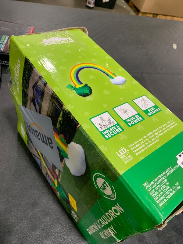 Photo 1 of Joiedomi 14ft Long 10 FT Tall St Patrick Inflatable Rainbow Arch with LED Light Build-in Cauldron Pot of Gold Inflatable Yard Garden Decorations, Indoor and Outdoor Theme Party Decor, Lawn Decor