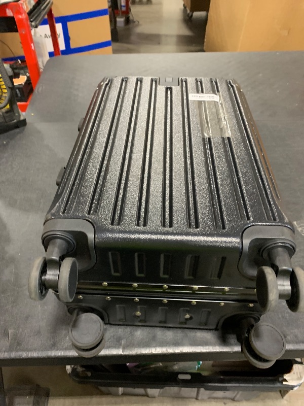 Photo 1 of HotWay PC Hard Shell Carry On Luggage with Aluminum Frame, Suitcase with Cup Holder and USB Port, Zipperless Luggage for Business Travel (Black, Carry On 20Inch)