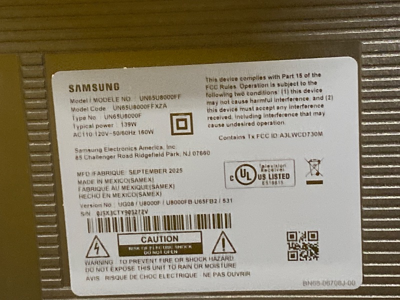 Photo 1 of Samsung 65-Inch Class Crystal UHD U8000F 4K Smart TV (2025 Model) Endless Free Content, Crystal Processor 4K, MetalStream Design, Knox Security, Alexa Built-in