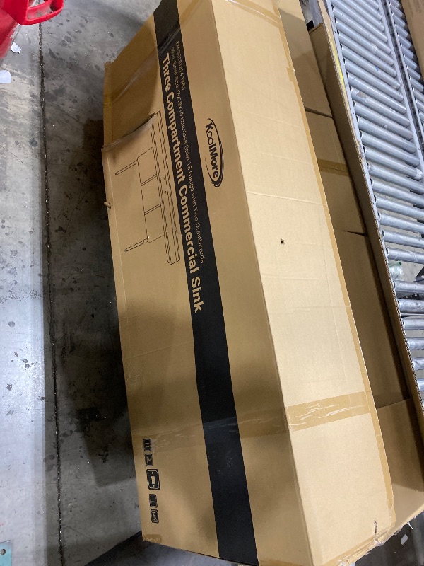 Photo 1 of KoolMore 90 in. Three Compartment 18-Gauge Stainless-Steel NSF Commercial Kitchen Sink, Bowl Size 18x18x14, with Three Basins and Pre-Drilled Faucet Holes and Two Drainboards (KM-SC181814-18B3)