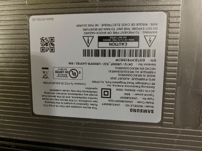 Photo 1 of Samsung 43-Inch Class Crystal UHD U8000F 4K Smart TV (2025 Model) Endless Free Content, Crystal Processor 4K, MetalStream Design, Knox Security, Alexa Built-in