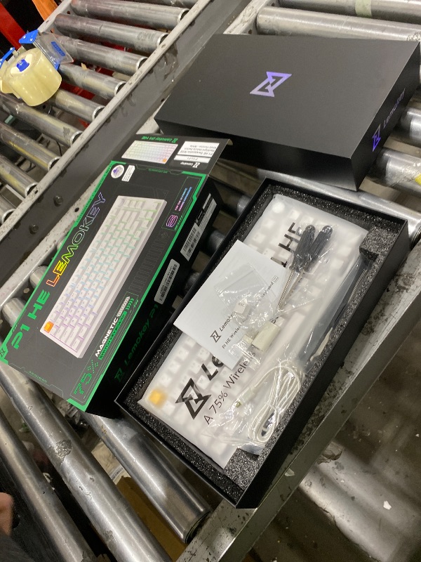 Photo 1 of LEMOKEY P1 HE 75% Wireless Custom Mechanical Gaming Keyboard with Gateron Double-Rail Magnetic Switches Knob Version, QMK 2.4 GHz Bluetooth 5.2 RGB Backlight Compatible with Mac Windows Linux-White