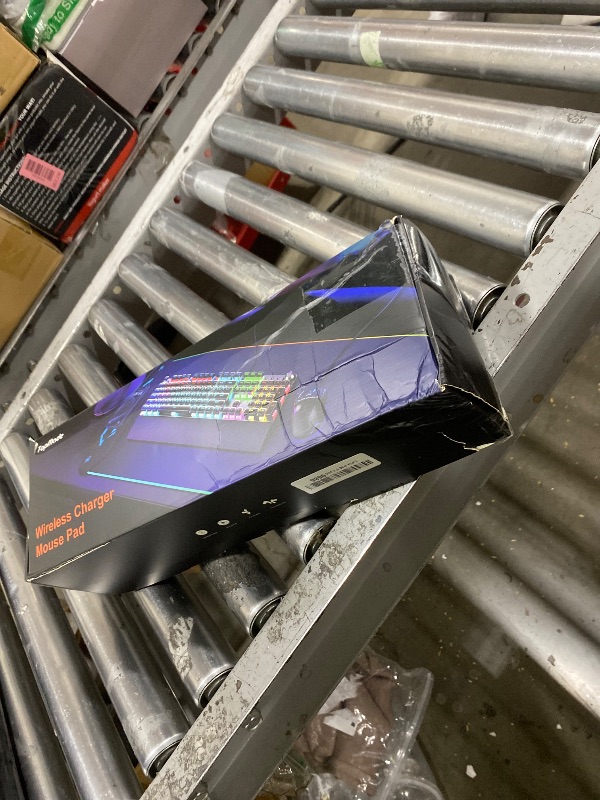 Photo 1 of TopMade Wireless Charging Mouse Pad, RGB Gaming Mousepad, 35.4" x 15.8" Extra Large Waterproof Keyboard Desk Pad, Computer Desk Mat, Red Nebula (Includes 20W PD Power Adapter & 6.56ft Woven Cable)