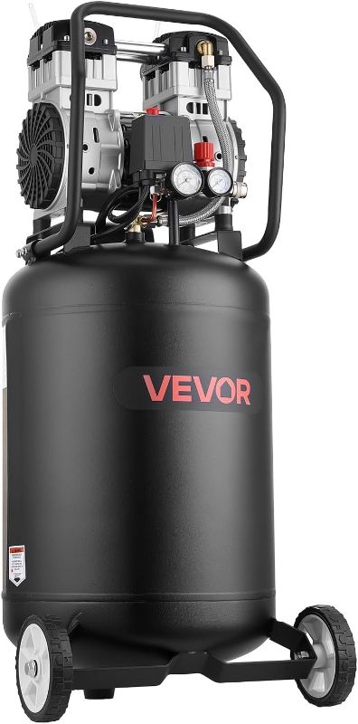 Photo 1 of VEVOR 20-Gallon Air Compressor, 2HP 4.5 SCFM at 90PSI, Max 125PSI Pressure Oil-Free Air Compressor Tank, Portable on Wheels for Auto Repair, Tire Inflation, Spray Painting, Woodwork Nailing, 120V