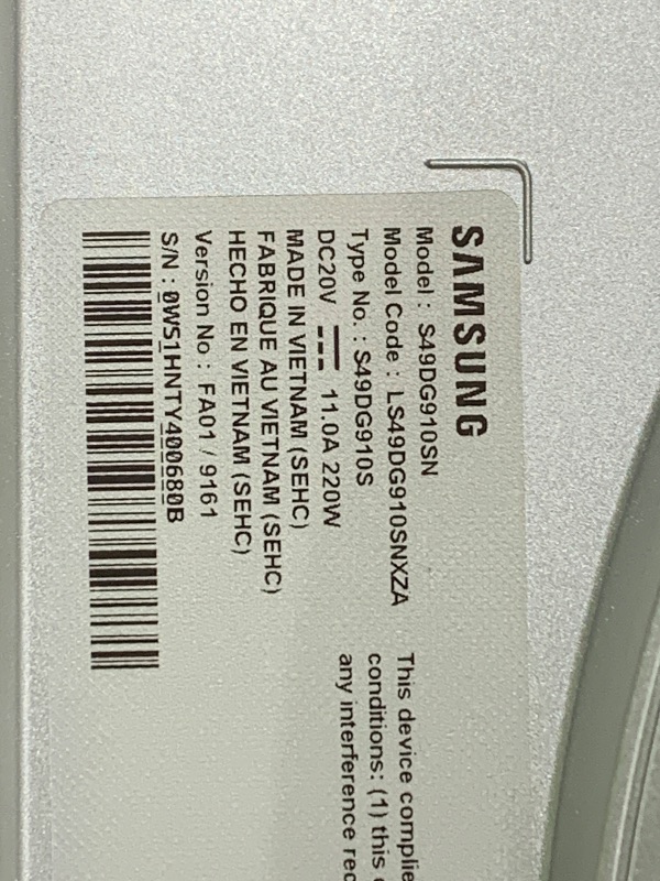 Photo 1 of Samsung 49" Odyssey OLED G9 (G91SD) Dual QHD QD-OLED G-Sync Compatible Curved Gaming Monitor, 144Hz, 0.03ms, AMD FreeSync Premium Pro, Ergonomic Stand, 3 Year Warranty, LS49DG910SNXZA, 2024
