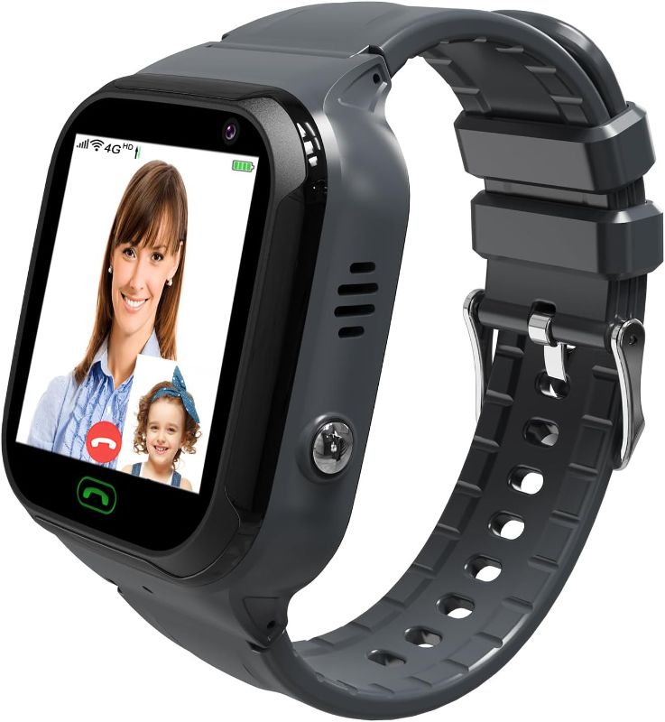 Photo 1 of 4G Kids Smart Watch - Boys Girls GPS Tracker Kids Smartwatches Phone Watch Video Call SOS Alarm Voice Chat and Touch Screen Game Real Time Tracking Smartwatch for Age 3-12 (Black)