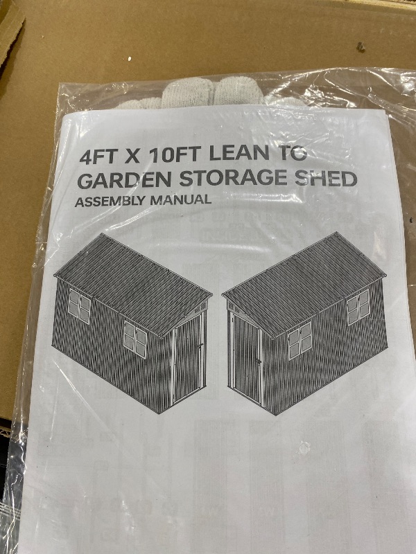 Photo 1 of 4 x 10 ft Metal Outdoor Storage Shed with 2 Windows, Lean to Storage Sheds W/lockable Door, Foundation & Air Vents, All Weather Waterproof Garden Tool House for Backyard, Patio, Lawn, Gray
