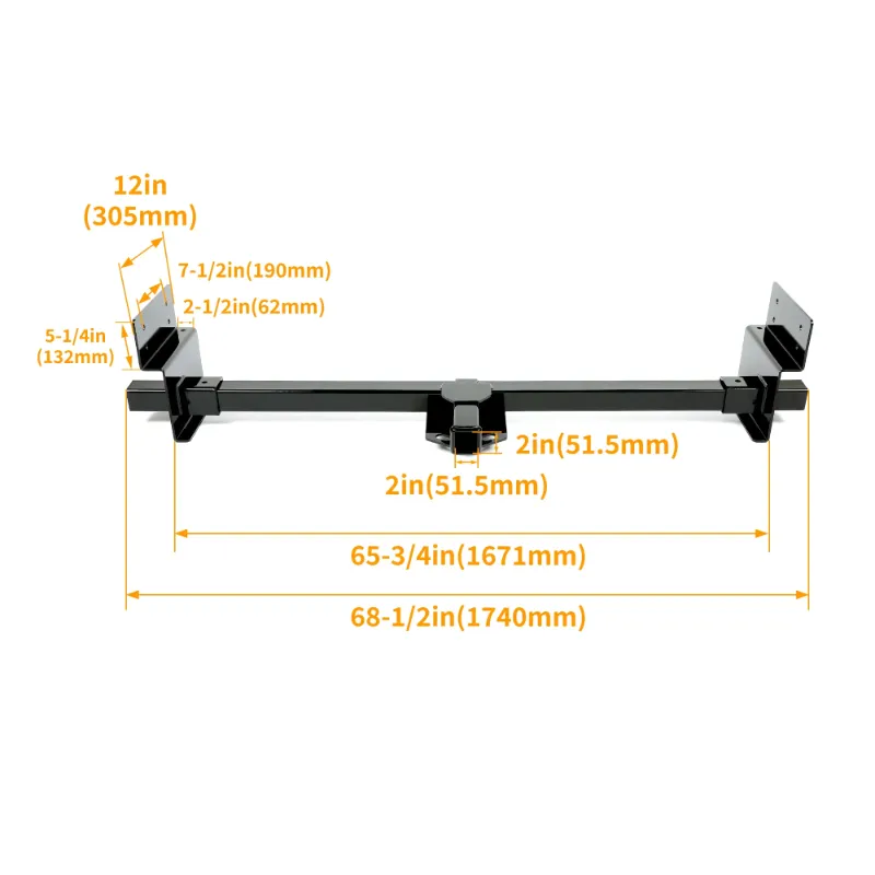 Photo 1 of Kojem Universal Class 3 2'' RV Trailer Tow Hitch Square Frame Tube up to 72" Adjustable Powder Coated Steel