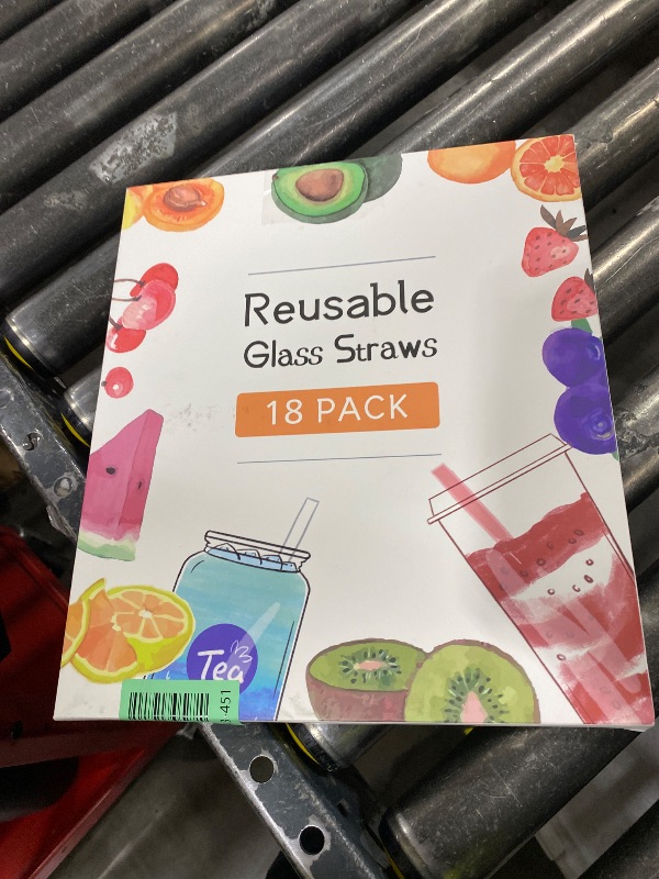 Photo 1 of [22 Pcs] Reusable Glass Straws Shatter Resistant - Size 12"x8mm,9"x8mm,6"x8mm Including 9 Straight and 9 Bent Clear Glass Straws with 4 Cleaning Brush for 20 30 40 oz Tumblers,Cocktail,Coffee,Juice