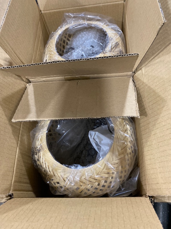 Photo 1 of Boho Pendant Light Battery Operated,Rechargeable Woven Pendant Light with Remote,Rattan Pendant Light Fixtures for Kitchen Island,Wicker Hanging Lights for Dining Room Bedroom Hallway Entryway.