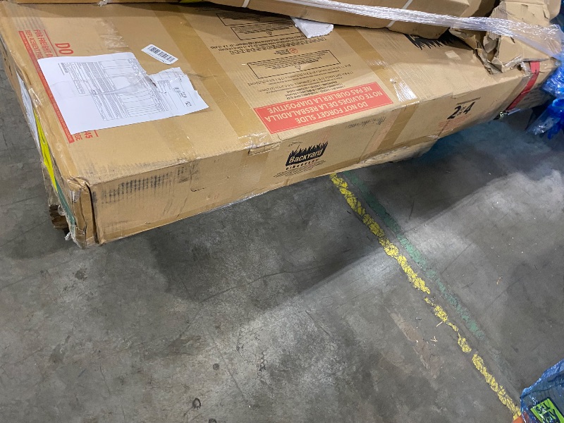 Photo 1 of Backyard Discovery Rosewood Falls Cedar Wood Swing Set with Monkey Bars, Clubhouse, Crow's Nest, Play Kitchen, Wave Slide, Rock Wall, Belt Swings, Web Swing, Half Door, Chalkboard, Outdoor Playset