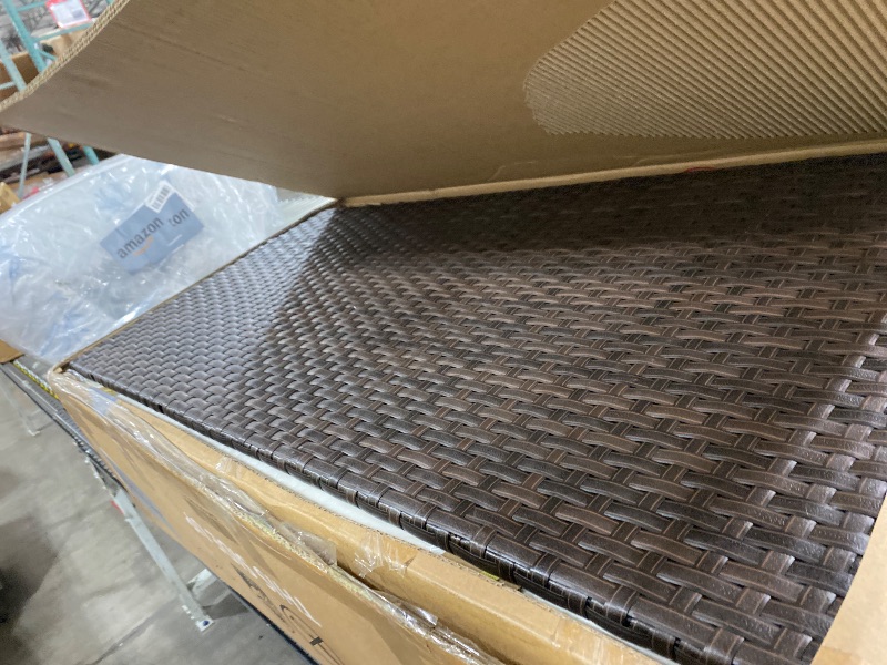 Photo 1 of Wisteria Lane Small Patio Furniture Set, All-Weather Wicker Outdoor Sectional with Cushions, L Shape Outdoor Couch with Storage Table, 3 Piece PE Rattan Patio Furniture for Balcony, Beige