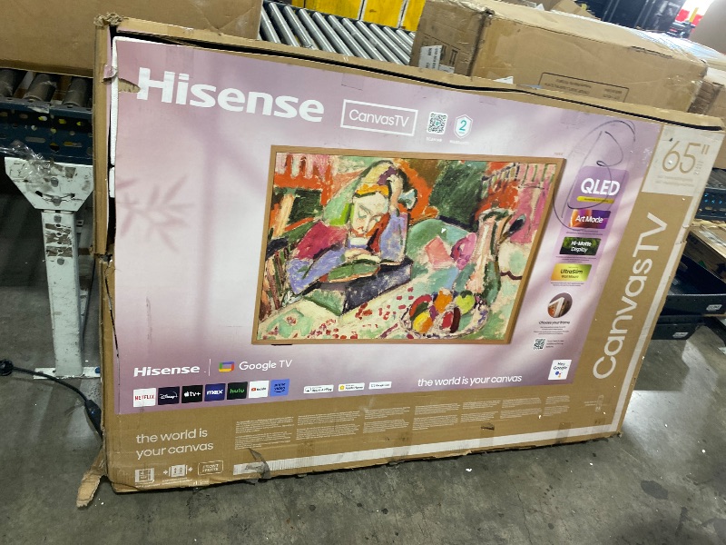 Photo 1 of Hisense 65-Inch Class QLED 4K S7N CanvasTV™ Series Dolby Vision HDR Google Smart TV (65S7N) - 144Hz, Art Mode, Anti-Glare Panel, Hi-Matte Display, Frame & UltraSlim Wall Mount Included