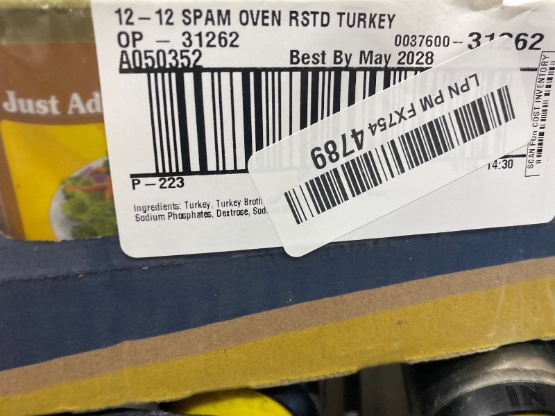 Photo 1 of SPAM Oven Roasted Turkey, Canned Meat, 12 oz Can, (12 Pack)