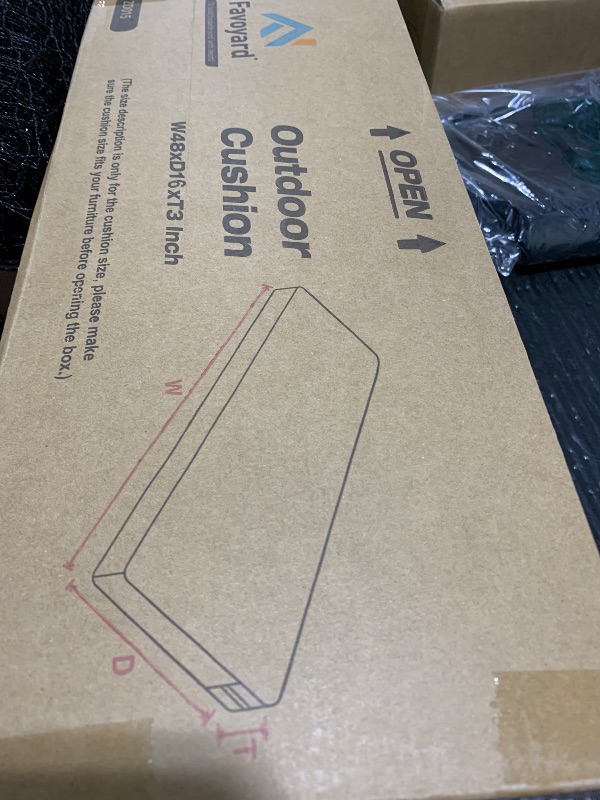 Photo 1 of Favoyard Outdoor Bench Cushion 48 x 16 Inch Rainproof Patio Furniture Cushions 3-Year Color Fastness Garden Settee Porch Pads with Ties, Dark Gray