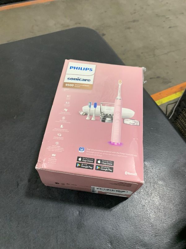 Photo 1 of Philips Sonicare DiamondClean Smart 9500 Electric Toothbrush, Sonic Toothbrush with App, Pressure Sensor, Brush Head Detection, 5 Brushing Modes and 3 Intensity Levels, Pink, Model HX9923/21