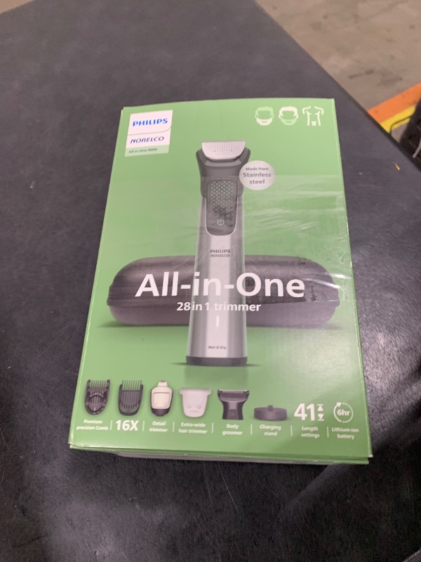 Photo 1 of Philips Norelco All-in-One 9000 Series 28-Piece Trimmer - Electric Shaver and Clipper for Face, Beard, Head & Body, Self-sharpening Full Metal Blades, 27 Length Settings (0.5-20 mm), MG9585/49