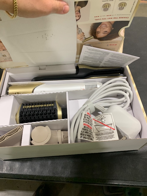 Photo 1 of Shark Glam Ceramic & Powerful Air Styling & Drying System, with Silki Straightener & Shark Glossi Air Glosser, for Drying, Curling, Straightening & Glossing, Gold, HD6051S (Straight & Wavy Hair)