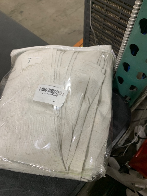 Photo 1 of 100% Blackout Curtains 90 Inches Long Textured Linen Cream Colored Neutral Back Tab Thermal Insulated Drapes for Bedroom Dining Living Room Darkening Sliding Glass Door Noise Reducing Curtains