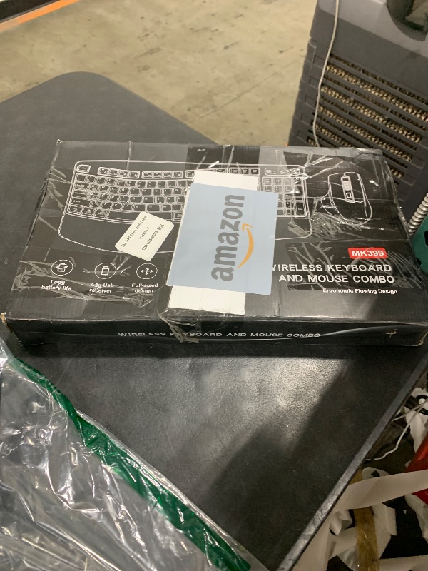 Photo 1 of Wireless Keyboard and Mouse Combo, 2.4G Full Size Wave Keys Ergonomic Keyboard with Wrist Rest and 3-Level DPI Adjustable Wireless Ergonomic Mouse for Windows, Mac OS Desktop/Laptop/PC(Black)