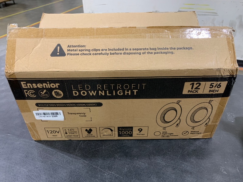 Photo 1 of Ensenior 12 Pack 6 Inch LED Recessed Ceiling Light, Dimmable, 2700K-5000K 5CCT, 1200LM 12W 120V, High Brightness Canless Wafer Downlight -