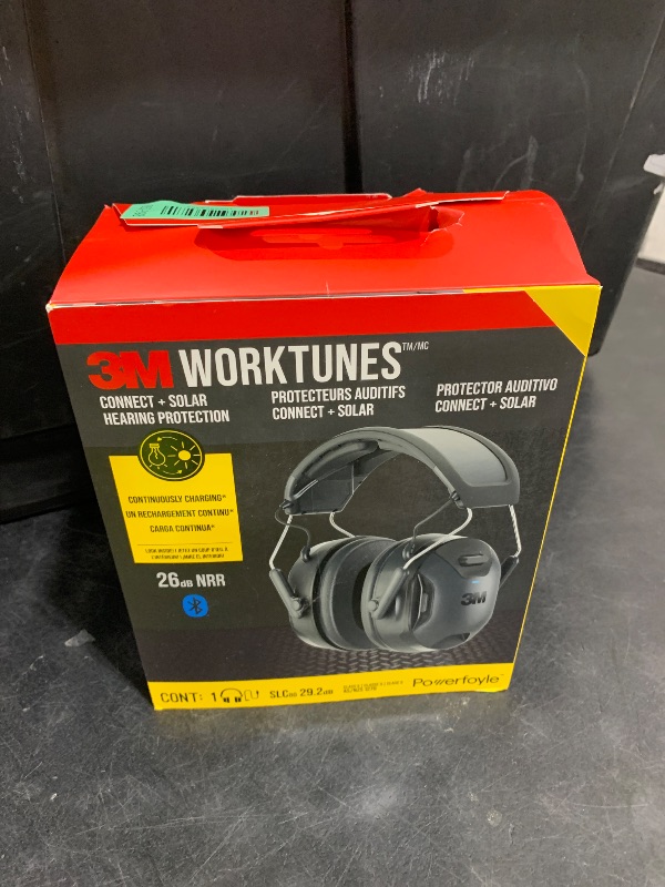 Photo 1 of 3M WorkTunes Connect + Solar Wireless Hearing Protector with Bluetooth Technology, Bluetooth Hearing Protection with a 26 dB Noise Reduction Rating
