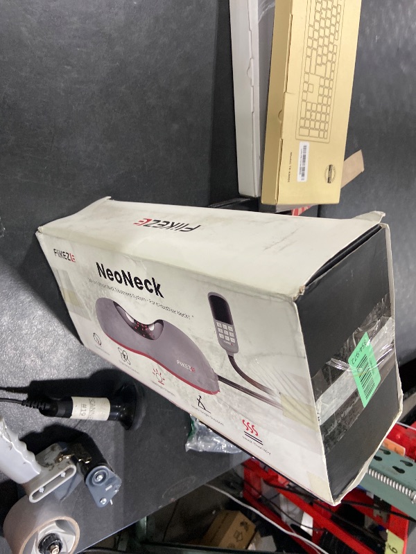 Photo 1 of FliKEZE Heated Neck Stretcher with Red Light Therapy, Wireless Cervical Traction Device for TMJ Pain Relief and Shoulder Relaxer, Neck Traction Massager Pillow for Home/Office Used, Grey